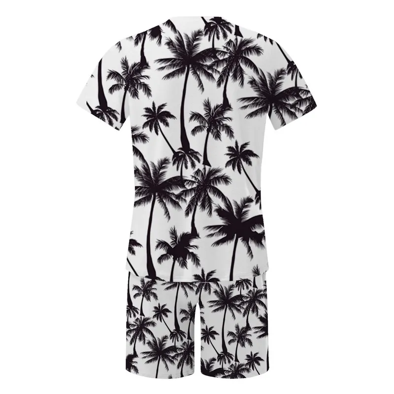 Summer Fashion Men S 2 -delige set Tracksuits Casual Short Sheeves Print T Shirt Shorts broek Pakken Camisetas Ropa Hombre 220613