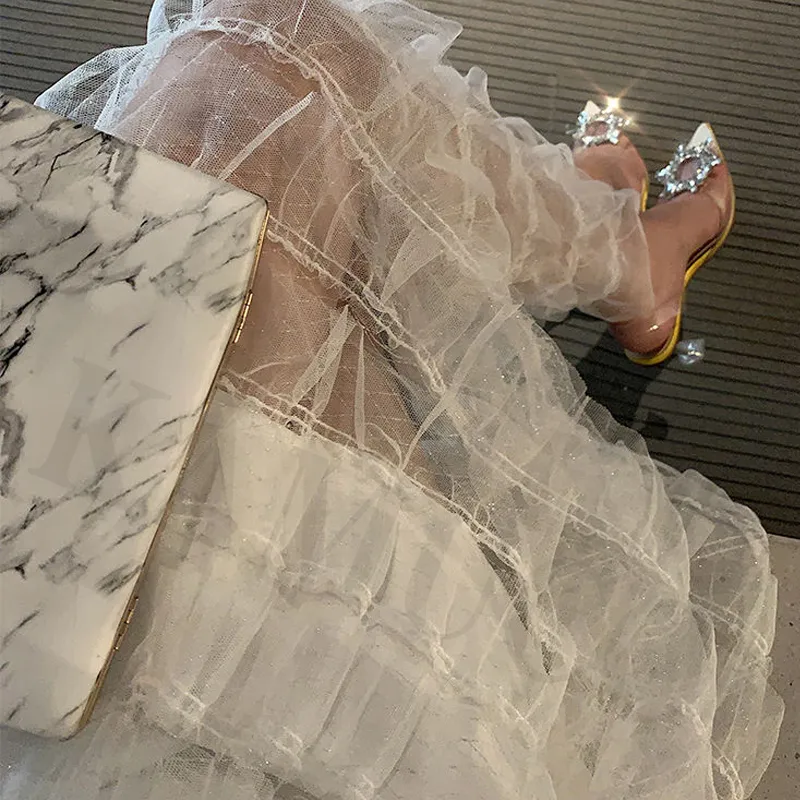 Sandales de luxe femmes pompes PVC transparent talons hauts chaussures Sexy bout pointu sans lacet fête de mariage marque mode pour dame 220617