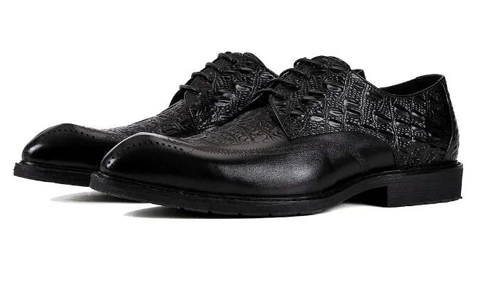 Yeni Varış El Yapımı Erkekler Ayakkabı Sivri Burun Düğün Ayakkabı Lace Up Orijinal Deri Brogue Ayakkabı