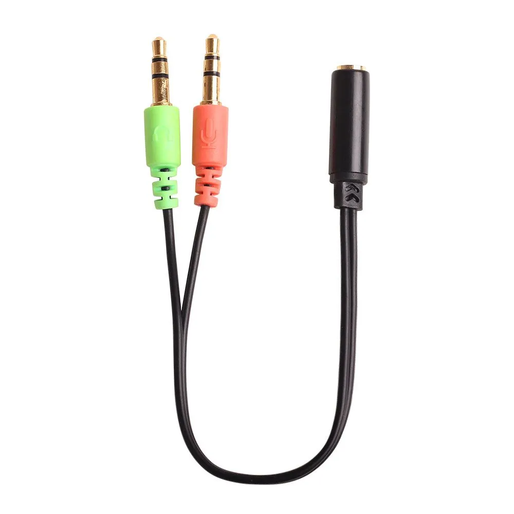 Audio Splitter Headset Adapter Cable 3,5 mm hoofdtelefoon 2 mannelijk tot 1 vrouwelijke aux snoer voor mobiele telefooncomputer pc