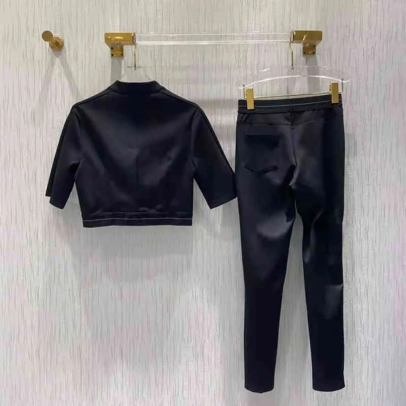 Women's Two Piece Pants Brand P home nylon recycling series label letter set waist ribbon functional snap leather decoration