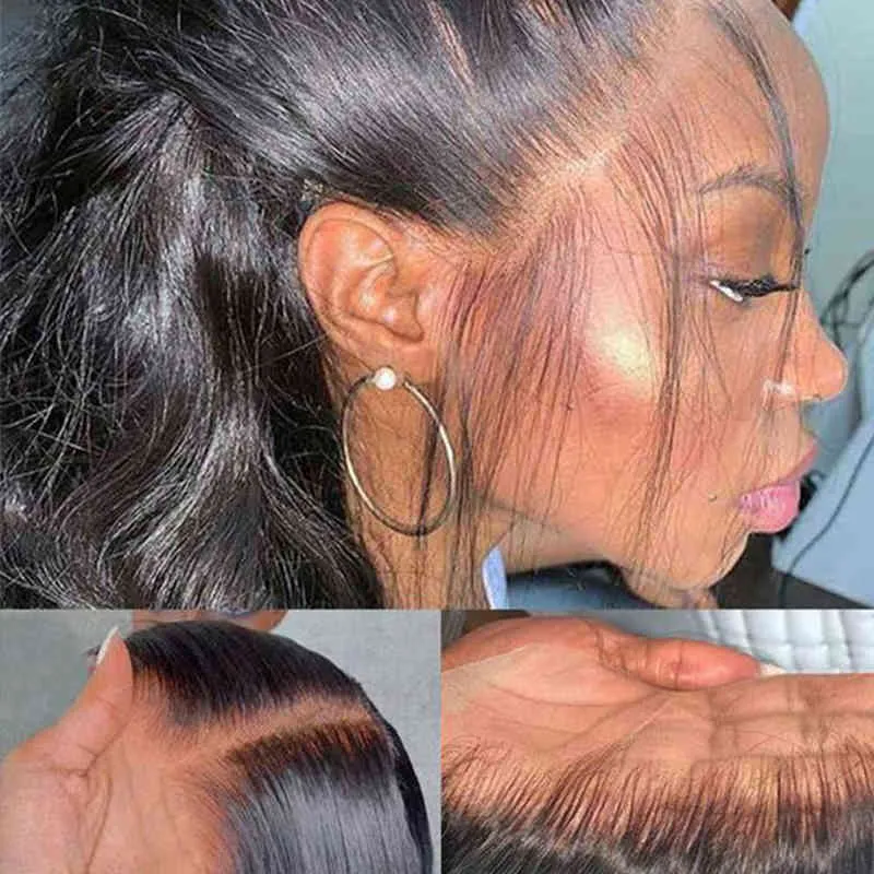 Parrucca in pizzo 13x6 capelli umani lisci s donna donna naturale frontale nero trasparente 220608