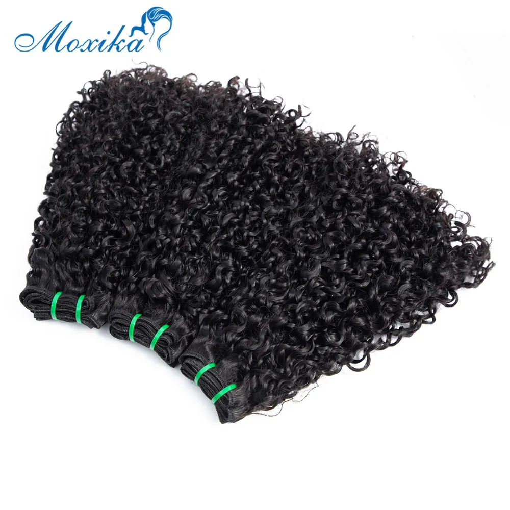 LX Brand Moxika Fumi Weave Weave Pixie Curls Cugls с закрытием двойной уток remy индийские писсовые кудри человеческие волосы с Closu9403109