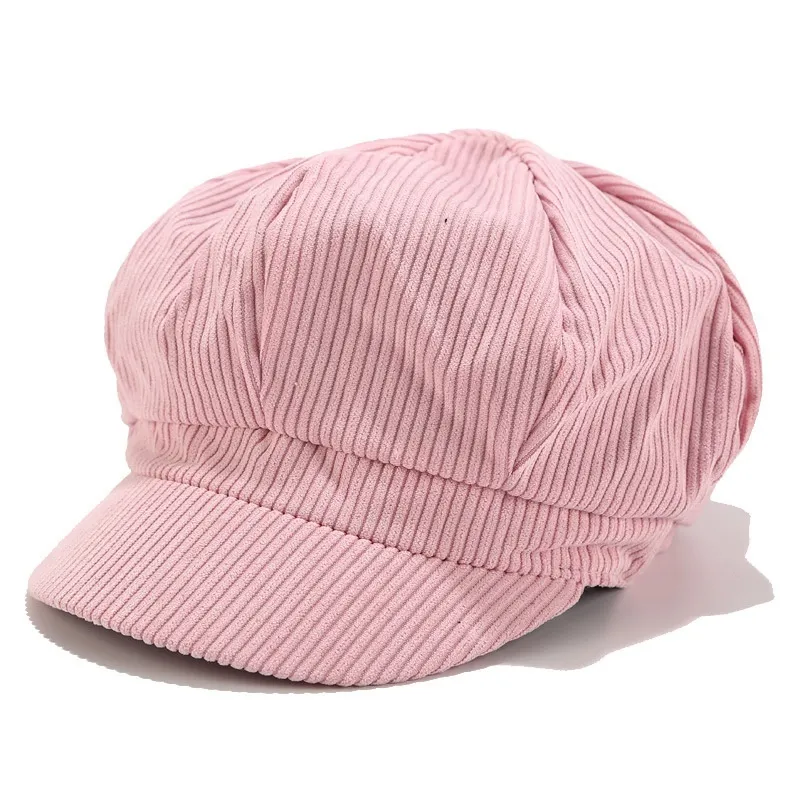 Version coréenne couleur unie femmes béret printemps automne sboy chapeau Vintage velours côtelé élasticité ed casquette peintre 220513