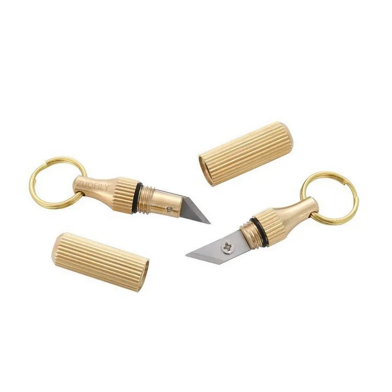 Messing Kapsel Mini Messer Multifunktionale EDC Werkzeuge Tragbare Schlüssel Ketten Outdoor Survival Notfall Mini Tasche Schneiden Werkzeug