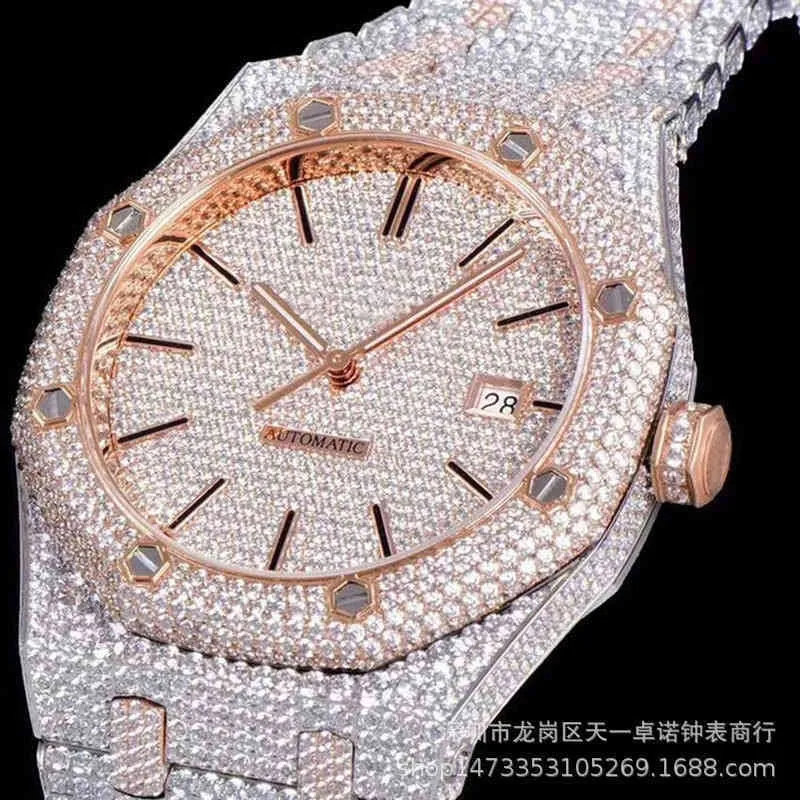 5ALOVE 15400 Bi luksus Diamond 15500 y Automatyczne mechaniczne dno wodoodporne mechaniczne zegarek mężczyzn 6F8K239V