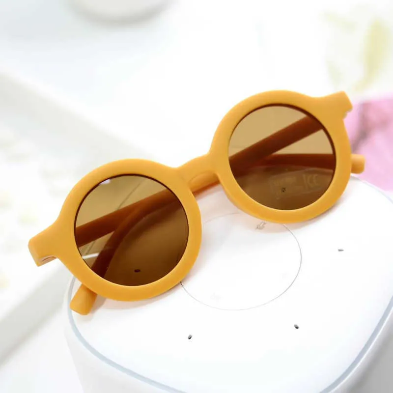 2022 Fashion Round Frame Sunglasses Boys UV400 UV Proof Glasses Kids Jewelry Frosted Anti Ultraviolet Eyewear Decorative