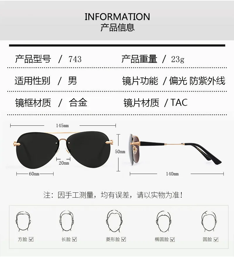mens sunglasses polarized driving glasses uv400 brand designer mercede piloto glasses metal frameless retro 220526