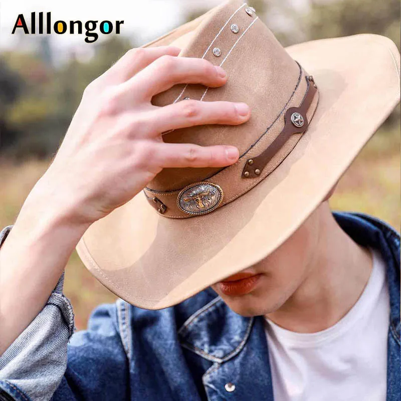 Hochwertige Klassiker Kristall Retro Leder Cappello Cowboyhut Männer Frauen Sonnenhut Homme Chapeau Western Vintage Cap 220813gx