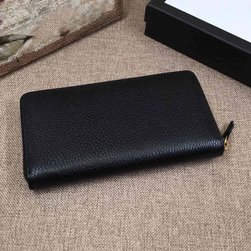Högkvalitativ plånbok Unisex Leather Designer CFlying Saucer Print Lutch Luxury Long Zipper Pures Card Holder 220525