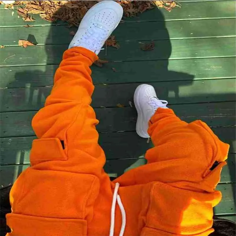 Fleece Warm Men Pants for Autumn Winter Streetwear Men's Sweatpants Byxor arbetar jogga utomhus G220713