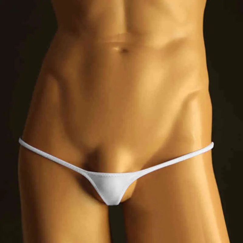 Men Underwear Mini Cameltoe Thongs Micro G Strings Sexy Bikini Peni Bag Panties Open Back Lingerie Tanga See Through T pants A50 W220324