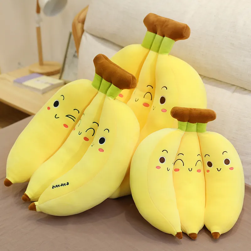 35 70cm Creative Cartoon Banana Plush Pillow Kawaii Sofa kussen babyspeelgoed schattige pop kinderen fruitspeelgoed Kid cadeau 220531