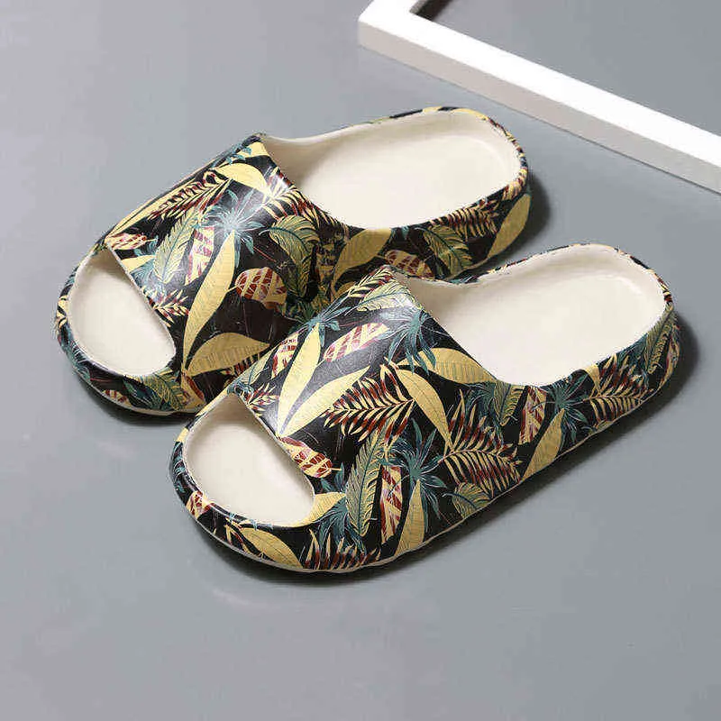 2022 새로운 슬리퍼 플립 세서미 스트리트 맨 비치 신발 여름 패션 코코넛 익은 슬리퍼 여성 야외 슬리퍼 Y220412