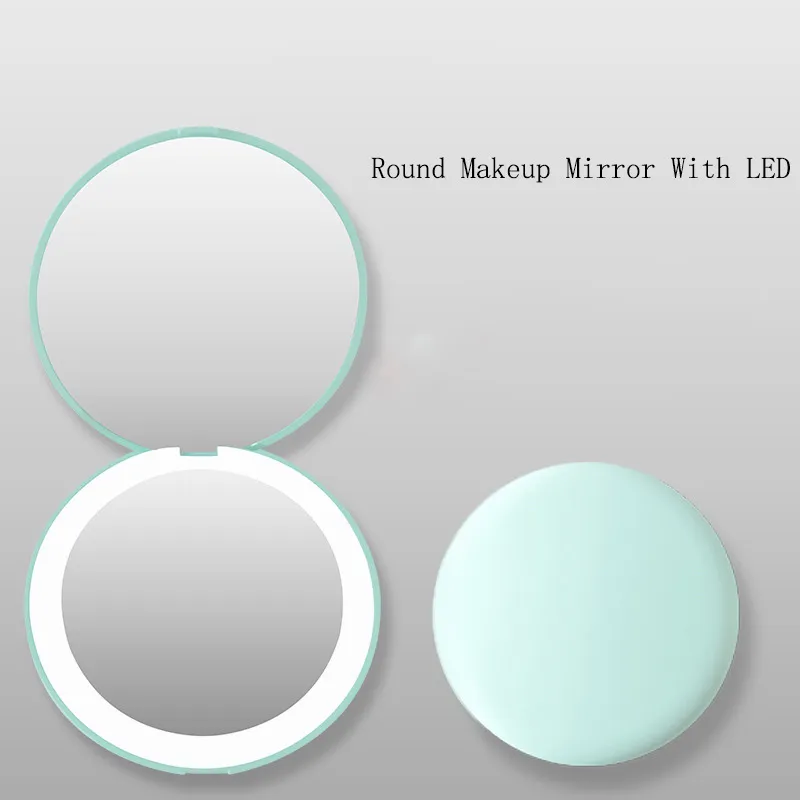 Mini miroir de maquillage LED de poche Portable Compact 10X grossissant luminosité avec lumière ronde main 220509