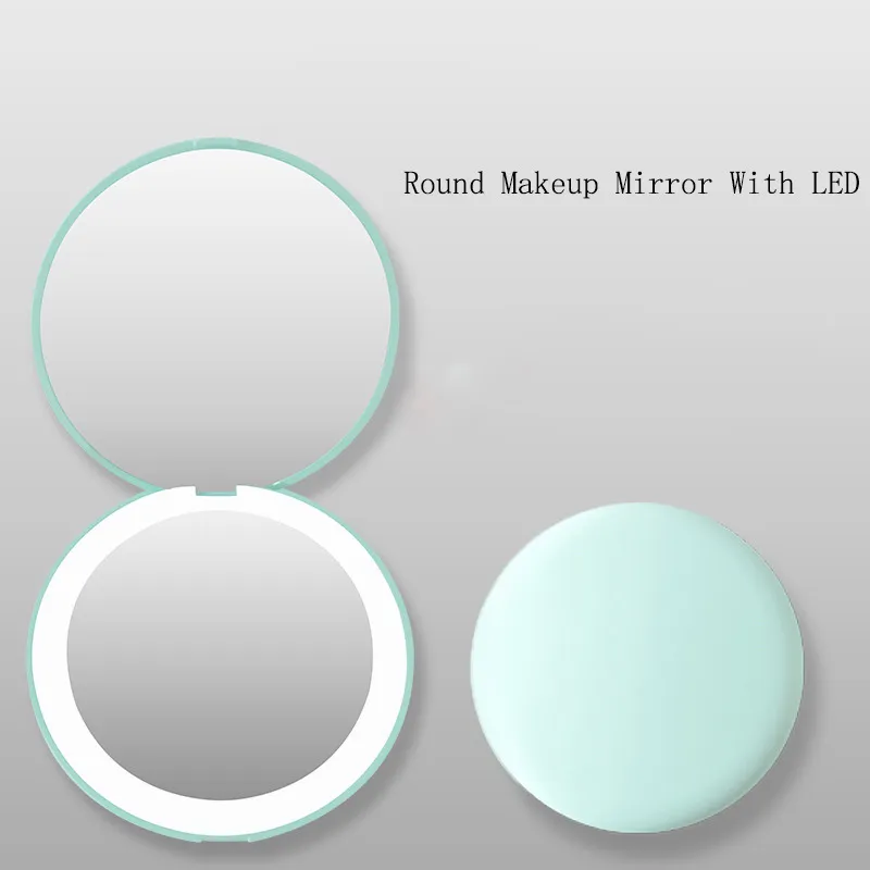 Mini Pocket LED Makyaj Aynası Taşınabilir Kompakt 10x Büyütülmüş Parlaklık Işık Yuvarlak El 220509