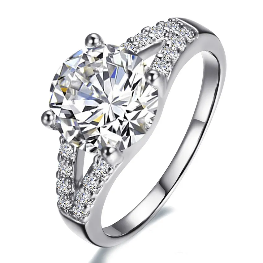 Solide echte 925 Sterling Silber Ring Hochzeit Verlobung Versprechen Ringe für Frauen zwei Farben Fingerschmuck