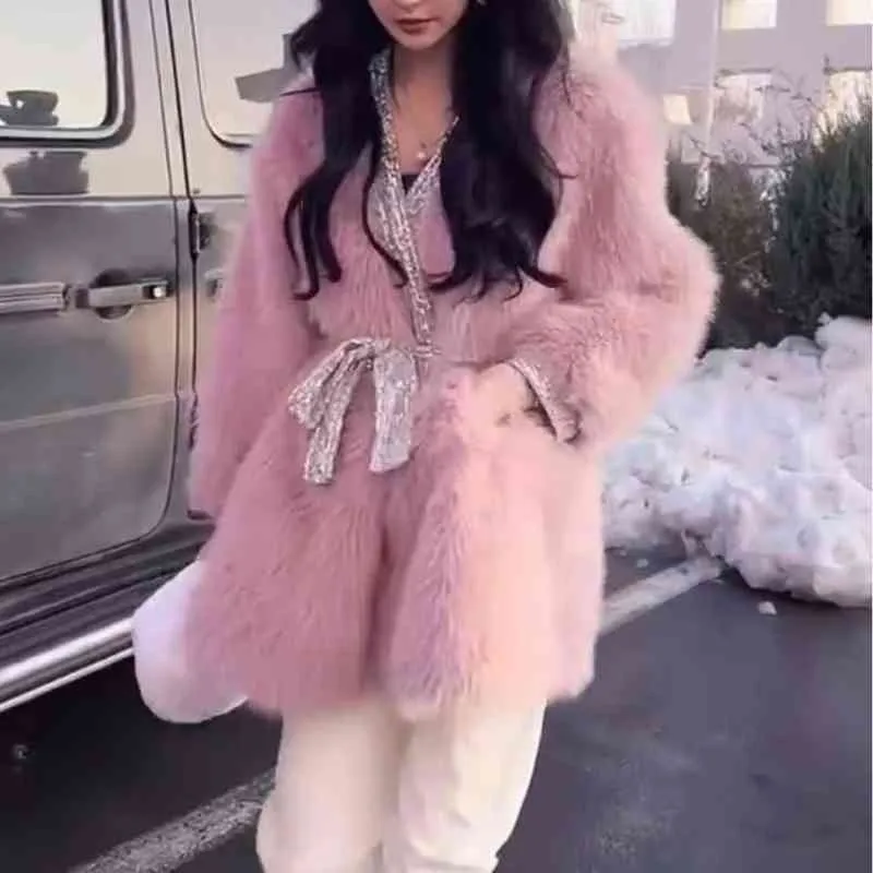 Moda piel femenina 2021 ropa de invierno Toka doble cara lana cuero cálido diseño pesado casual manga larga elegante chaqueta holgada T220810