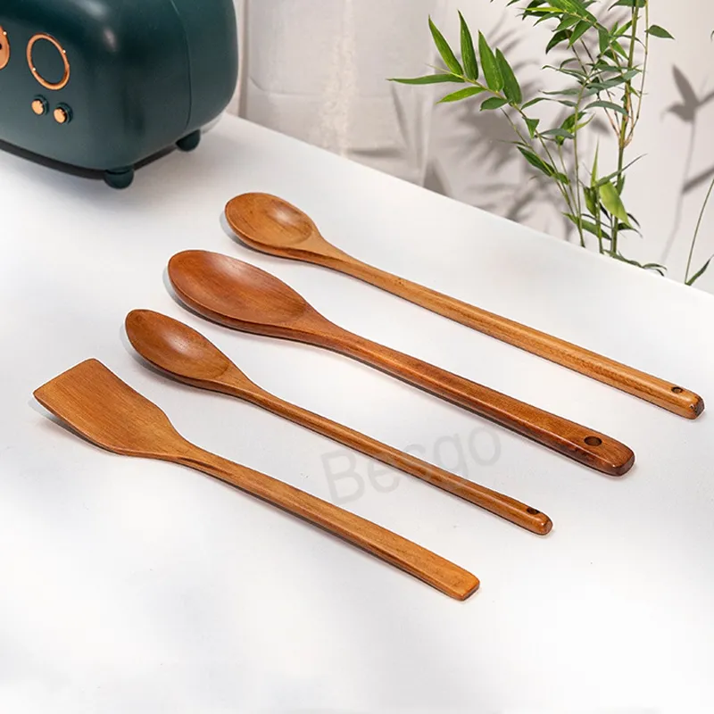 Ahşap Kaşık Spatula Uzun Tapı Pişirme Çorbası Ahşap Tereyağı Kürek Mutfak Tip Kaşık Yapışmaz Pan Sofra Takımı BH7045 TY3548859