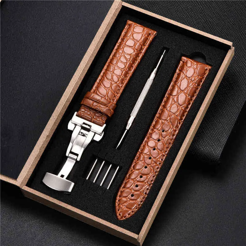 Crocodile Pattern Leather bands Strap for Samsung Galaxy 4 40mm 44mm / 4 Classic 42mm 46mm band Bracelets Correa G220420