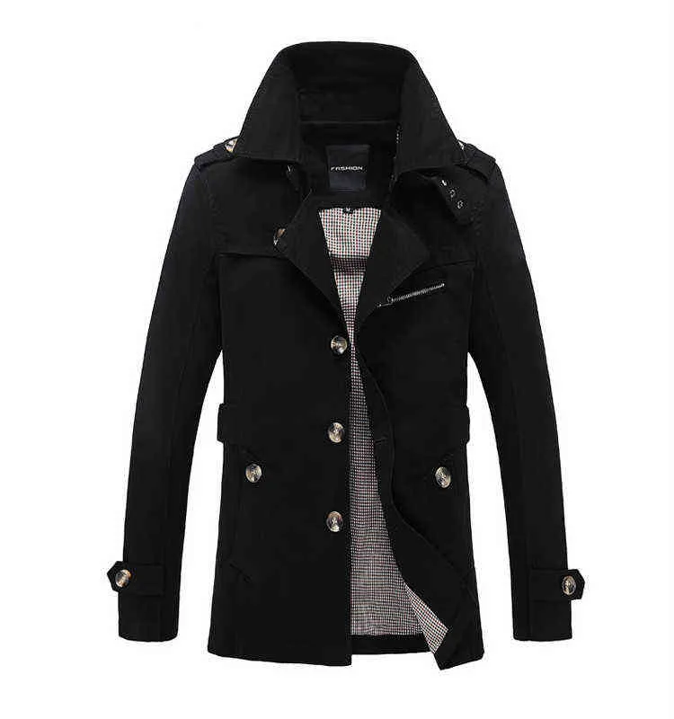 Brand Male Overcoat Long Jacket Men Trenchcoat Windbreaker Outfit Cotton Clothing L220725