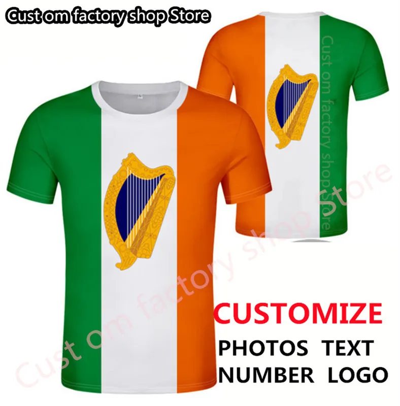 Ирландия футболка DIY Бесплатное изготовленное имя номера футболка IRL Flag, то есть IE Ирландский кантри -Eire Print P O Clothing 220616