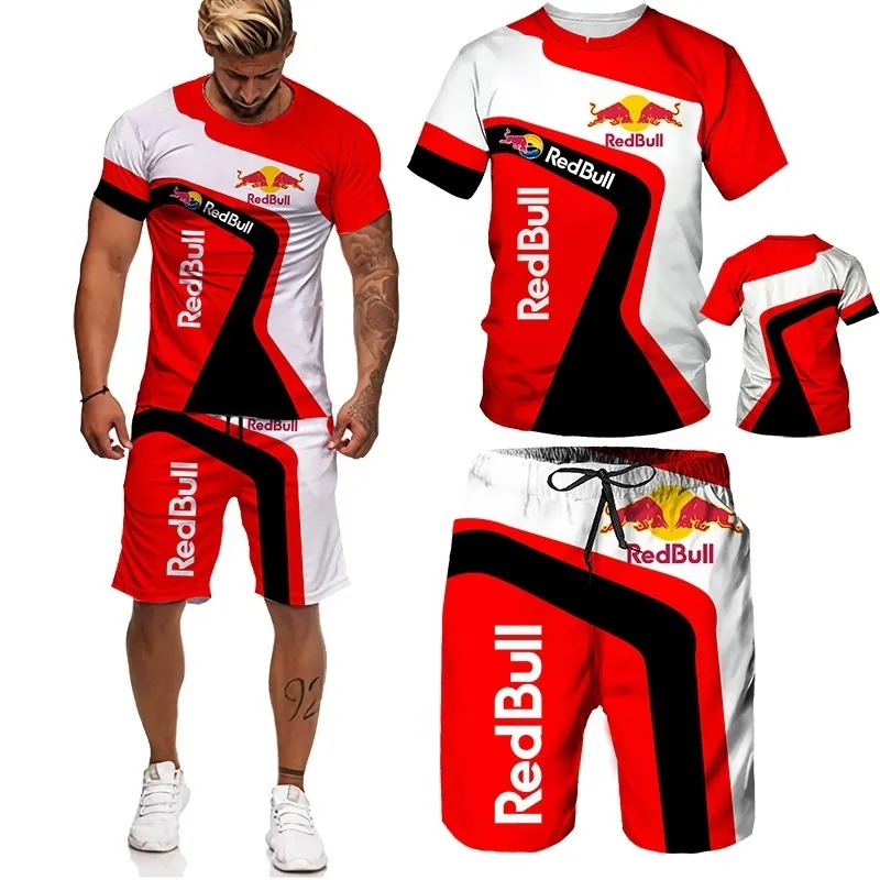 Летний спортивный костюм для мужчин ФутболкаКороткий спортивный костюм 3D Печатный спортивный костюм Bull Высокое качество Уличная мода Свободная одежда 220622