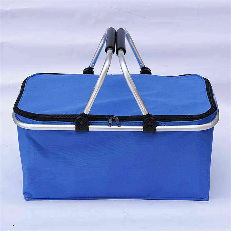 32L Folding Picnic Camping Lunch Bags Insulated Cooler Bag Cool Hamper Storage Basket Bag Box Outdoor Portable Picnic Basket Y220524