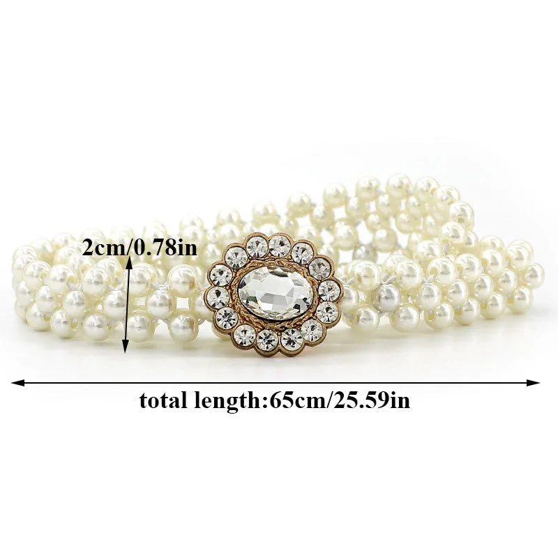 Strass Perles Taille Ceintures pour Femmes Robe Décoration Ceintures Boucle Élastique Faux Perle Ceinture Perlée Femmes Filles 220712