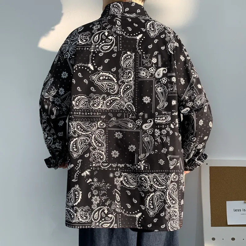 Autumn Men039s de tamanho grande camisa bandana xadrez vintage massley camisetas roupas de manga comprida cardigã coreano fino 2203211284293