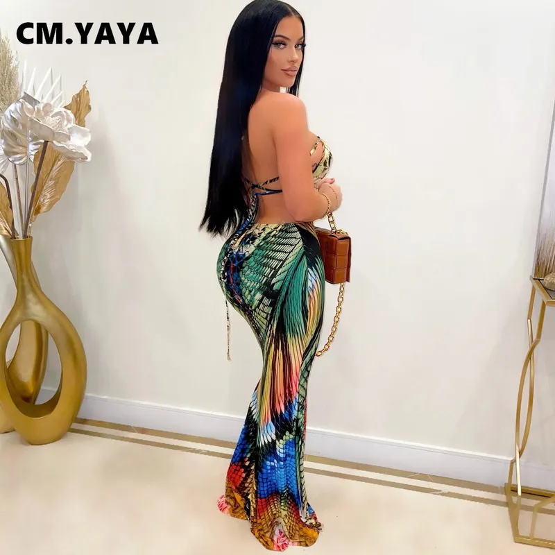 CM.yaya Women Serpent Halter Cut Out Out sem mangas de sereia de sereia