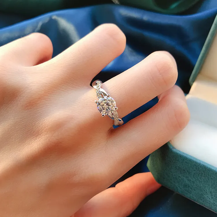 Sprankelende damesring 925 sterling zilver tweekleurig 18k roségouden ring saffier prinses trouwring verlovingsfeest verjaardag 5290053