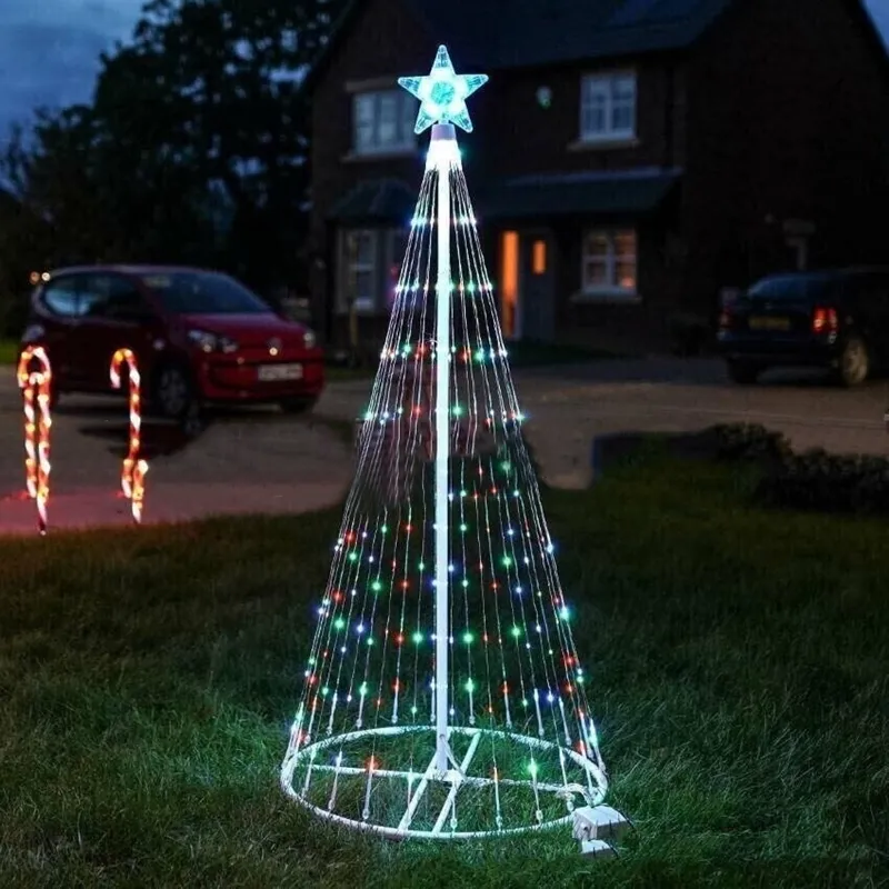 Animierte Lightshow-Kegel-Weihnachtsbaum-LED-Hofleuchte, LED-Lichterkette, wasserdicht, IP44, für Weihnachtsdekorationen im Freien, 2207103406