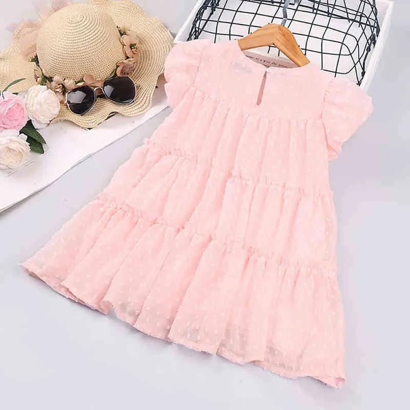Nouvelles filles vêtements robe d'été solide rose tulle beauté princesse kawaii designer fête fée élégante expédition rapide enfants costume G220518