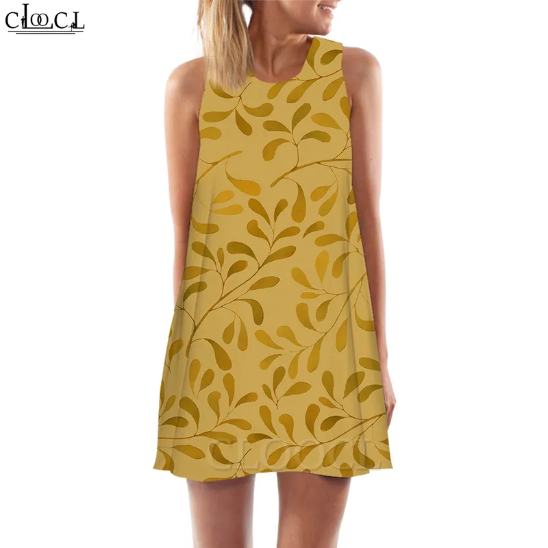 Femmes débardeurs pantalons verts graphiques 3D imprimé jaune robe ample robe courte sans manches gilet robes Style décontracté 220616