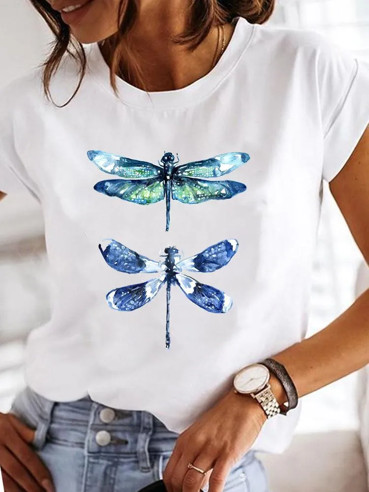 Short Sleeve Fashion Female Graphic Tee Women Print Dandelion Dragonfly 90s Summer Casual Clothes Ladies T Clothing Tshirts 220526