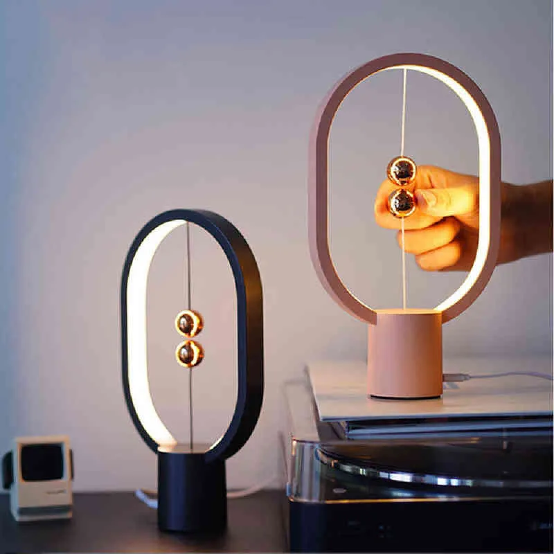 LED Tischlampe Balance Kreatives Licht USB wiederaufladbar Touch Control Magentic Mid-Air Suspension Schalter Nachtlicht Home Decor H220423