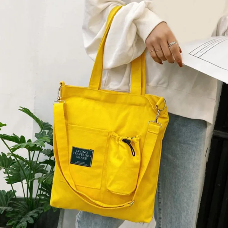 Women Canvas Bag Design Zipper Shoulder Female Reusable Large Capacity Shopper Tote Ladies Eco Cloth Shopping s 220611