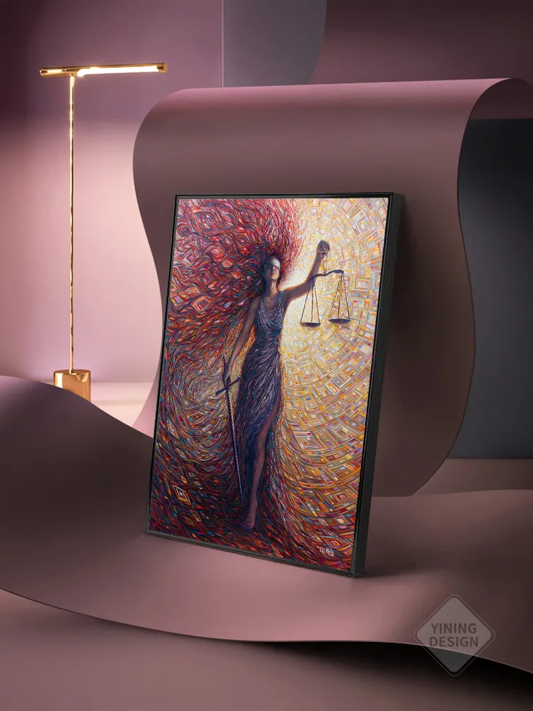 Impressionnant magique abstrait toile peinture à l'huile dame Justice mur photo pour salon décor à la maison nordique sans cadre