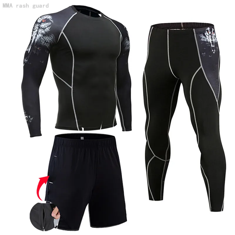 Mens Compression Sportswear Suits Gym Tights Training Clothes Workout Jogging Sports Set Running Rashguard Tracksuit For Men 220702