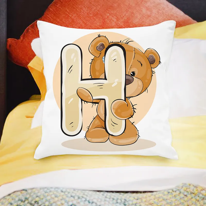 CASE PALIW 45X45CM Alphabet ALPHABET A Z PRINT CUSHION COVER Home Cartoon Bear Sofa Children Room Decor