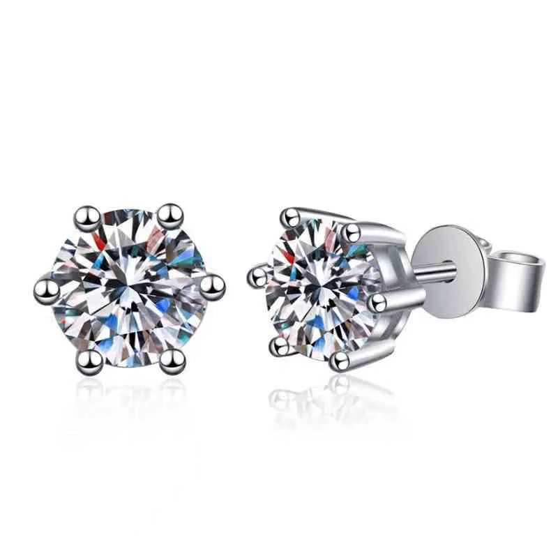 Classi Design S925 Silver 05-2 Carat D Color VVS1 Gra Moissanite Stud Earrings for Women Fine Jewelry Diamond Test Pass Gift
