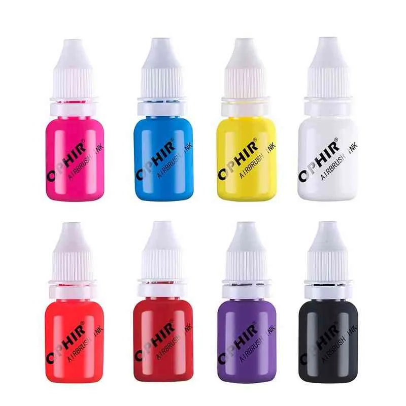 10 ml aerbrush prego com tinta de unha tinta usa para pistola de pulverização de airbrush Fazendo uma pintura de cor de cor de cor de cor de estêncil de estêncil de estêncil 220517