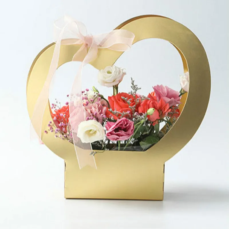 love fleur panier coeur en forme de coeur Saint-Valentin de la Saint-Valentin Cadeau Cadeaux Cadeaux Papier Coffrets décoratifs de mariage doux 220420