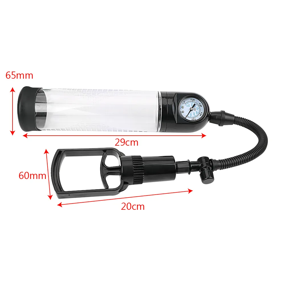 IKOKY Penis Pump Extender Vacuum Enlargement Male Masturbation Erection With Pressure Gauge sexy Toys For Men