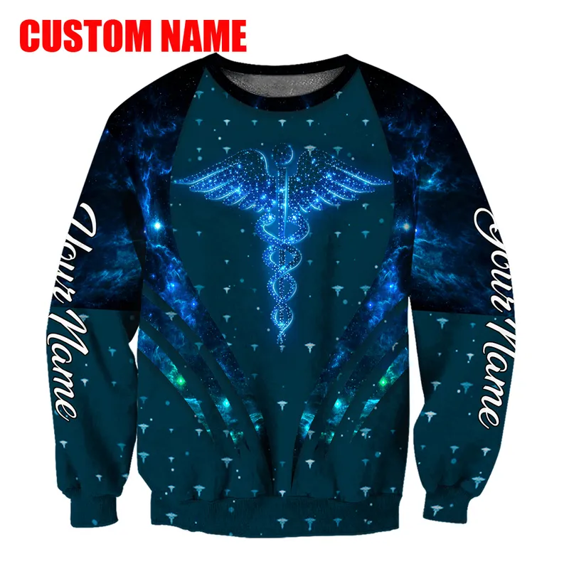 PLstar Cosmos 3DPrinted est Enfermera Nombre personalizado Trabajo Regalo Arte Único Hrajuku Streetwear Unisex Casual Sudaderas con cremallera Sudadera Q 1 220713