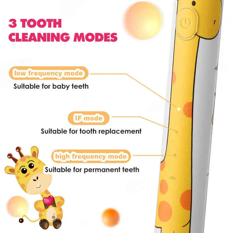 Elektrisk tandborste för barn 3 -lägen Sonic Vibrate Waterproof Cartoon Soft Borstle Tooth Brush Timer Child Teeth Oral Care 220713