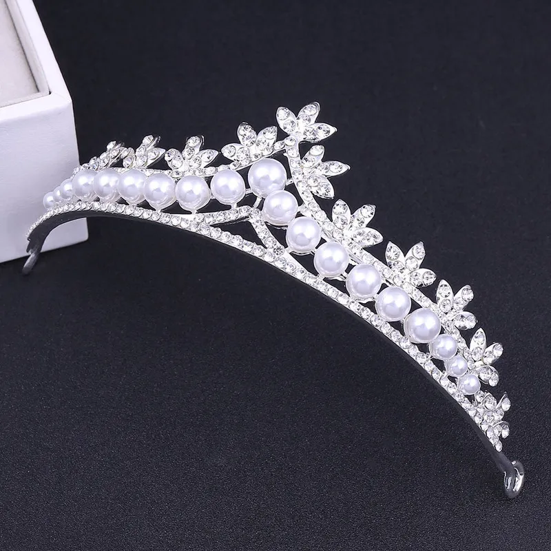 Crystal Pearl Bridal Jewelry Set Wedding Crown Halsband med örhängen Brudhårprydnad Choker för kvinnliga tillbehör 2203303051124