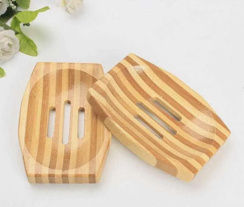 Pratos de sabonete de bambu natural criativo caixa de sabão estilo japonês listrado por atacado