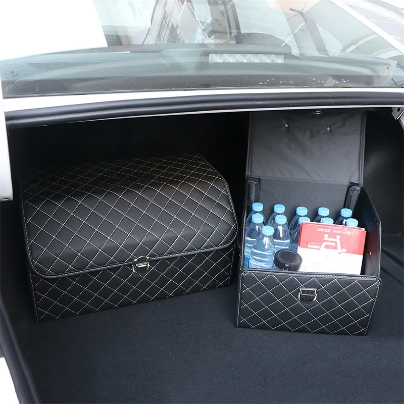 Pu Leather Car Trunk Storage Box أعلى درجة منظم قابلة للطي أكياس قابلة للطي تخزين لترتيب سيدان سيارات الدفع الرباعي MPV 220402339S